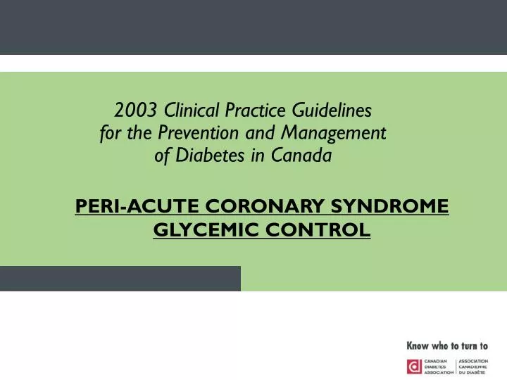peri acute coronary syndrome glycemic control