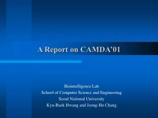 A Report on CAMDA’01