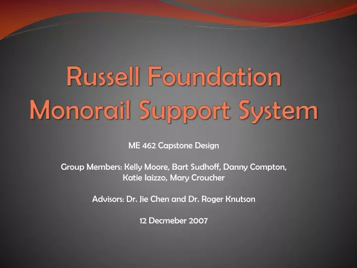 russell foundation monorail support system