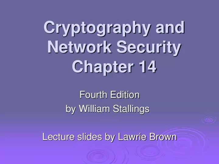 cryptography and network security chapter 14