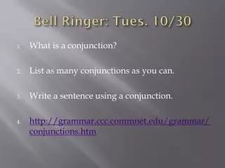 Bell Ringer: Tues. 10/30