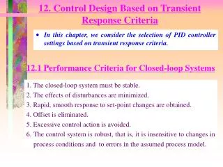 12. Control Design Based on Transient Response Criteria