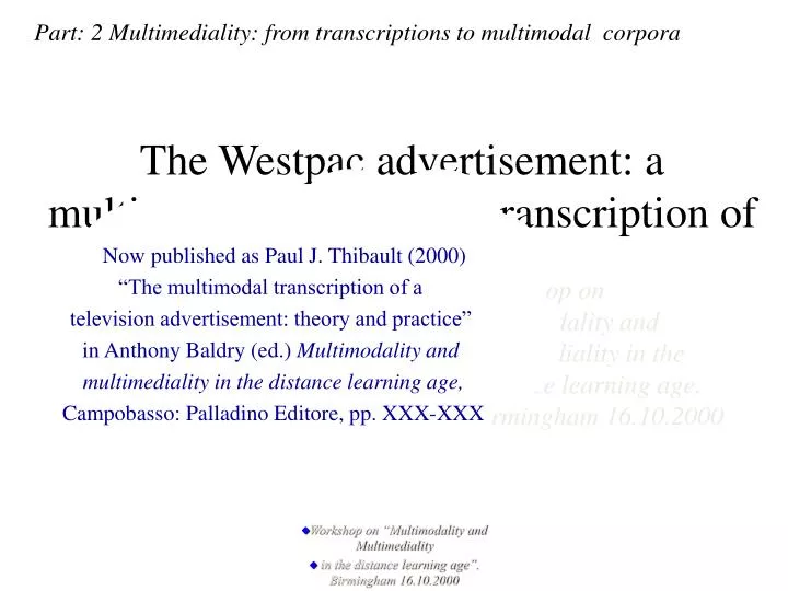 the westpac advertisement a multimodal analysis and transcription of a dynamic text