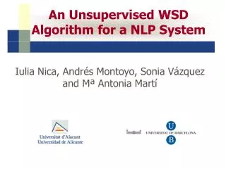 An Unsupervised WSD Algorithm for a NLP System