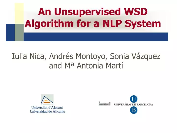 an unsupervised wsd algorithm for a nlp system