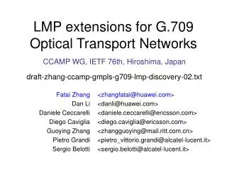 LMP extensions for G.709 Optical Transport Networks