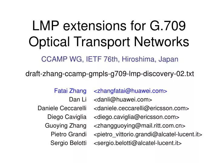 lmp extensions for g 709 optical transport networks