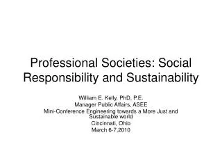 Professional Societies: Social Responsibility and Sustainability