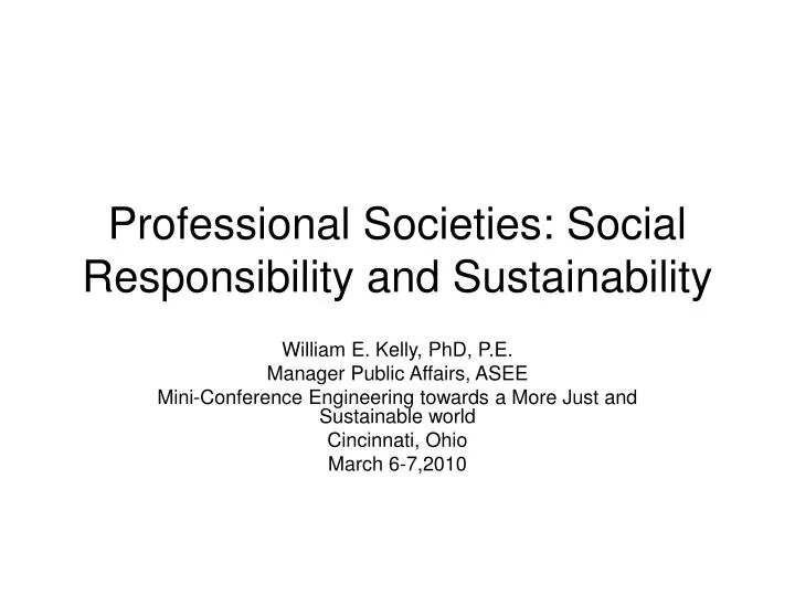 professional societies social responsibility and sustainability