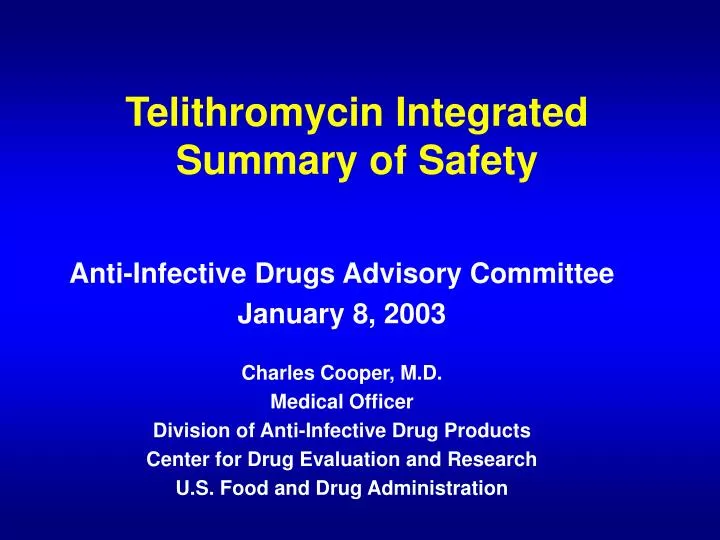 telithromycin integrated summary of safety