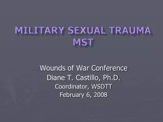 Military Sexual Trauma MST