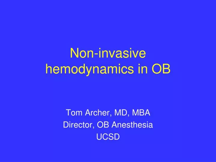 non invasive hemodynamics in ob