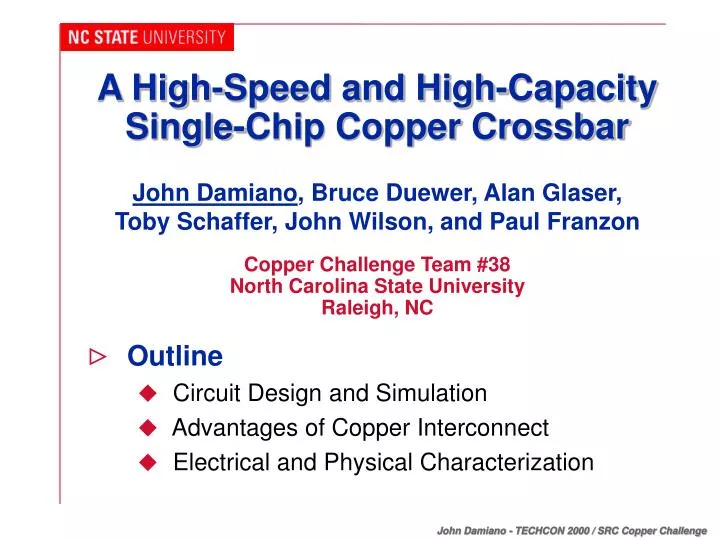 a high speed and high capacity single chip copper crossbar