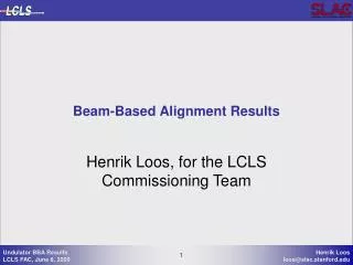Beam-Based Alignment Results