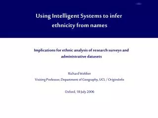 Implications for ethnic analysis of research surveys and administrative datasets