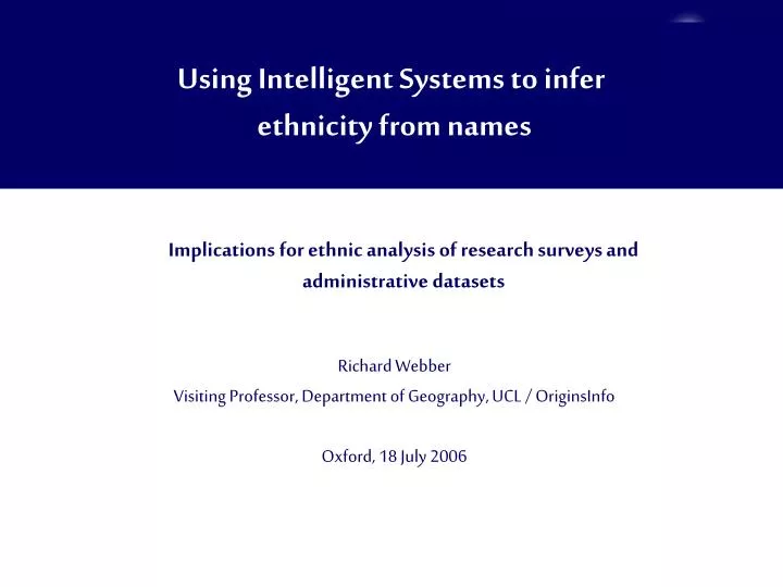 implications for ethnic analysis of research surveys and administrative datasets