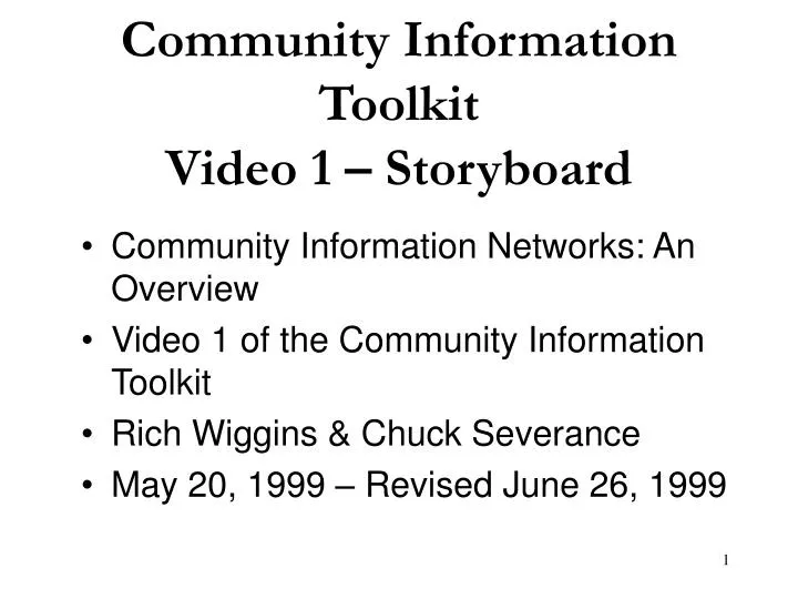 community information toolkit video 1 storyboard