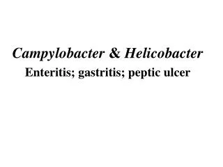 Campylobacter &amp; Helicobacter Enteritis; gastritis; peptic ulcer