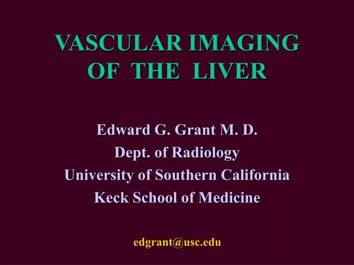 vascular imaging of the liver