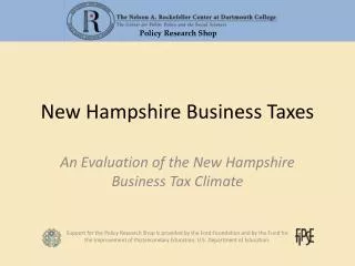 New Hampshire Business Taxes