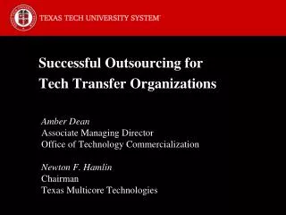 Successful Outsourcing for Tech Transfer Organizations