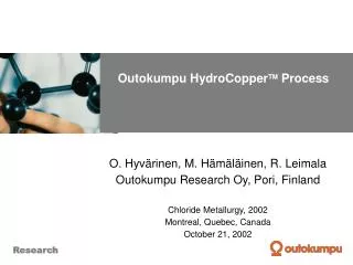 Outokumpu HydroCopper ? Process