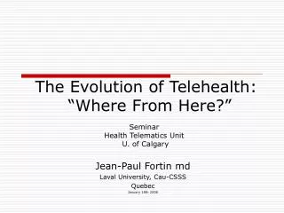 Seminar Health Telematics Unit U. of Calgary