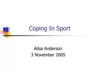 Coping In Sport