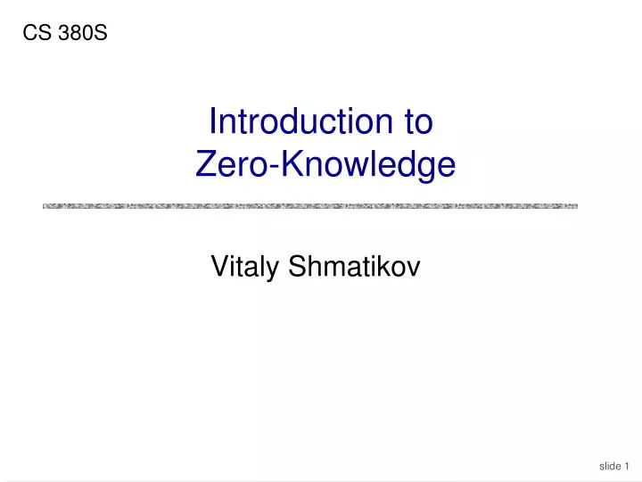 introduction to zero knowledge