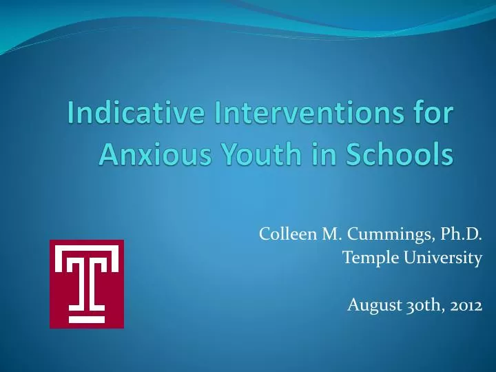 indicative interventions for anxious youth in schools