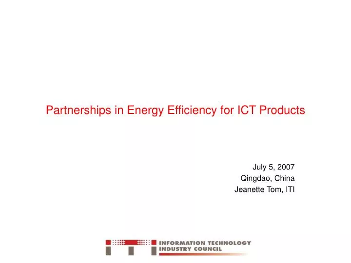 partnerships in energy efficiency for ict products