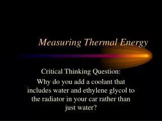 Measuring Thermal Energy