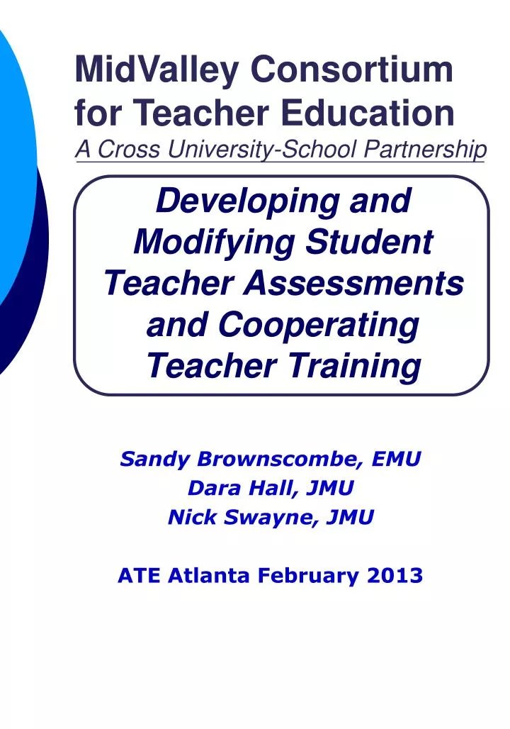 developing and modifying student teacher assessments and cooperating teacher training