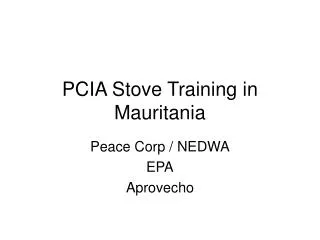 PCIA Stove Training in Mauritania