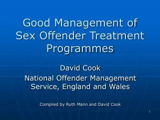 Good Management of Sex Offender Treatment Programmes