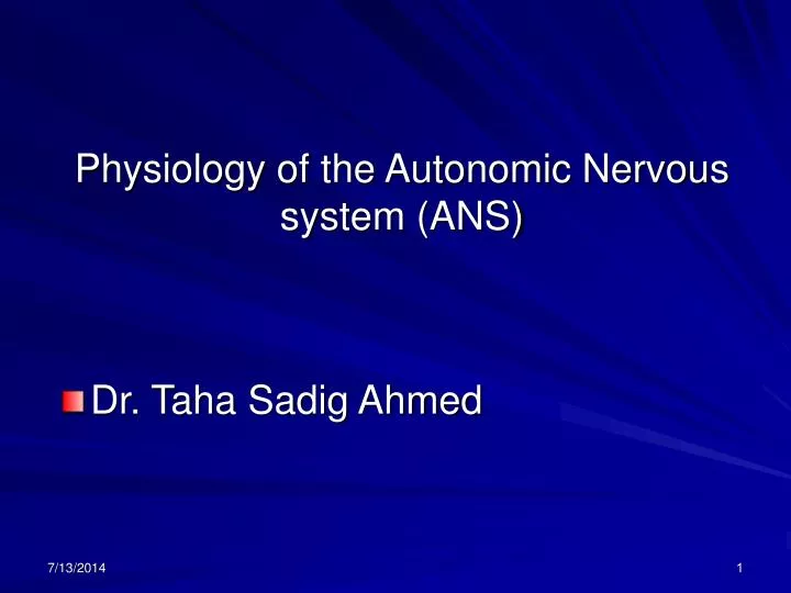 physiology of the autonomic nervous system ans
