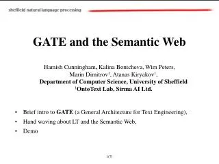 GATE and the Semantic Web