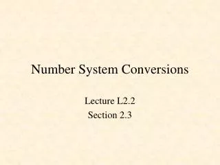 Number System Conversions