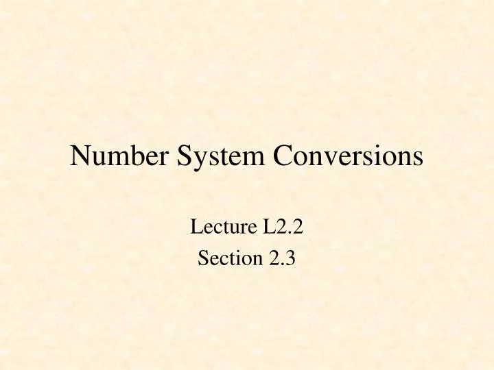 number system conversions