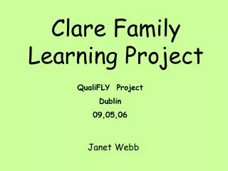 Clare Family Learning Project