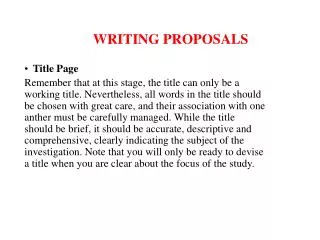 WRITING PROPOSALS