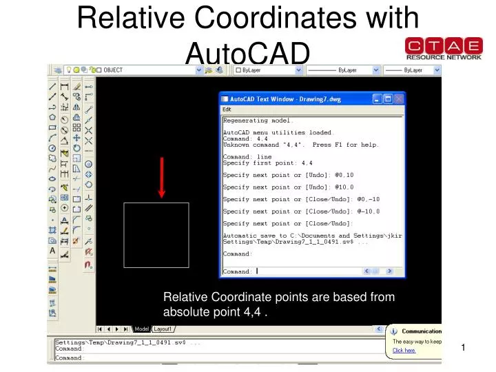 relative coordinates with autocad