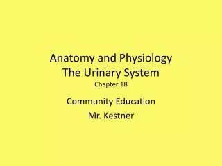 Anatomy and Physiology The Urinary System Chapter 18