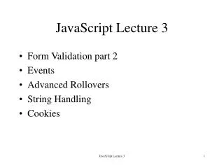 JavaScript Lecture 3