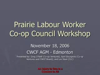 Prairie Labour Worker Co-op Council Workshop