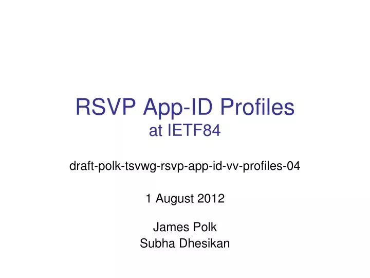 rsvp app id profiles at ietf84