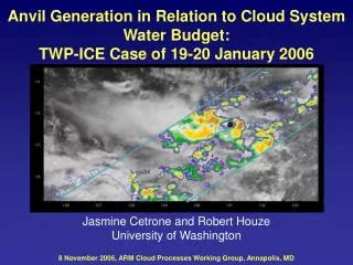 Anvil Generation in Relation to Cloud System Water Budget: TWP-ICE Case of 19-20 January 2006