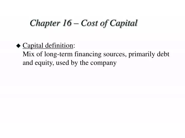 chapter 16 cost of capital