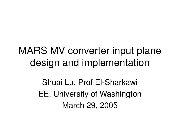 mars mv converter input plane design and implementation