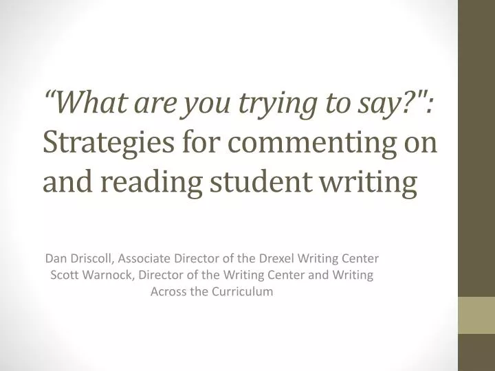 what are you trying to say strategies for commenting on and reading student writing